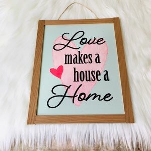 Love Makes a House a Home Pink Hearts Framed Art